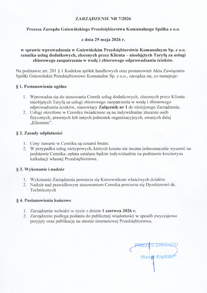Zarządzenie nr 7/2026
